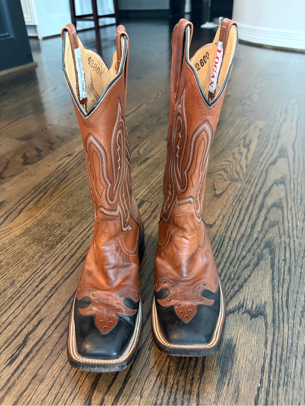 Womens Two-Tone Brown and Black Western Cowboy Boots